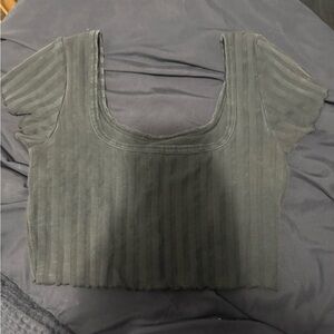 Aerie Black Striped Crop Top